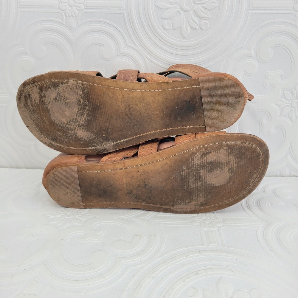 Bed Stu Roan Womens Tan Leather Gladiator Caged Flat Sandals Back Zip Boho Sz 9? - Picture 11 of 16